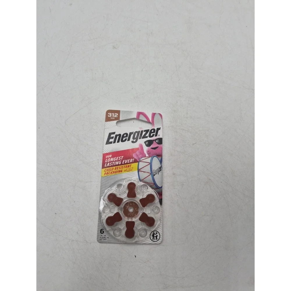 Energizer 6 cells x 312 Size Hearing aid batteries Zinc air 1.4V PR41 PowerSeal